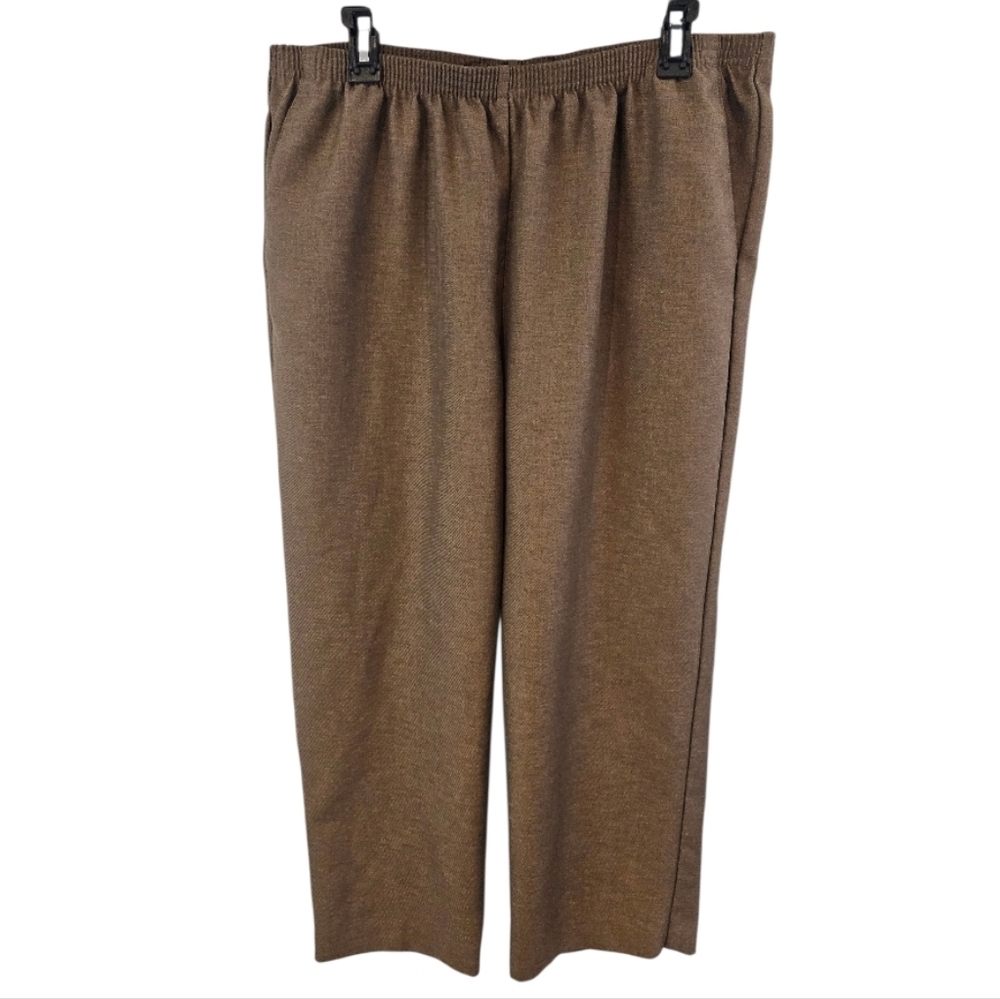3/$25 Alfred Dunner Size 18W Brown Pull On Pants Short Inseam